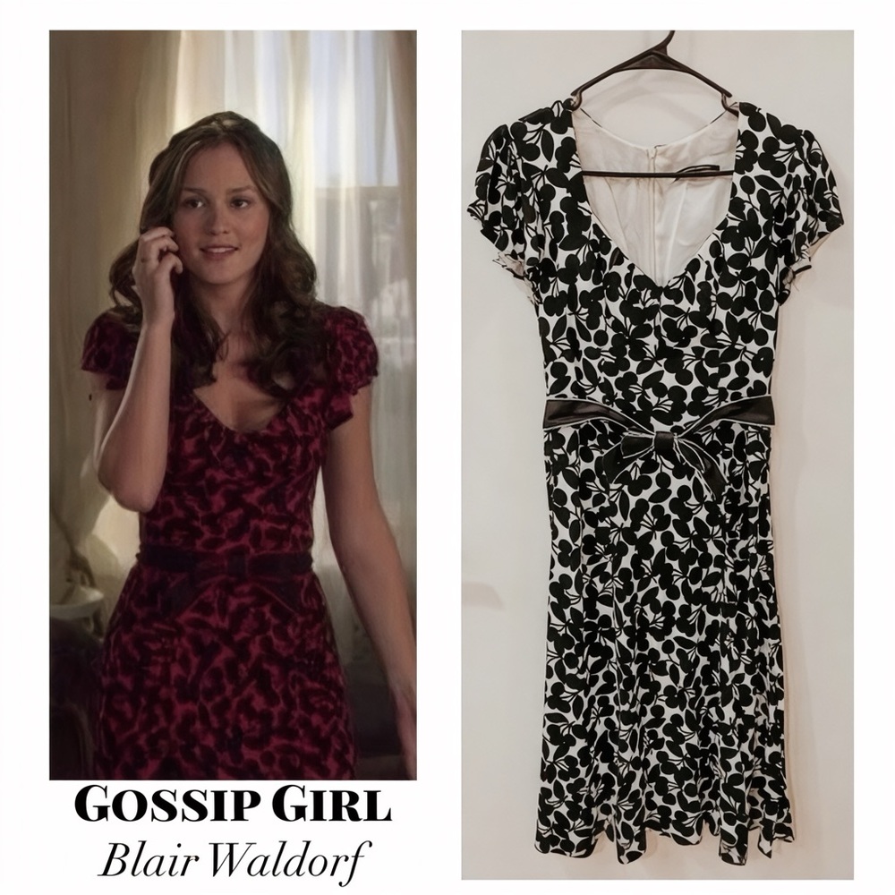 Iconic Nanette Lepore Very Cherry Sweetheart dress Black & White Size 2